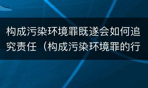 构成污染环境罪既遂会如何追究责任（构成污染环境罪的行为方式有哪些）