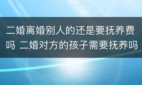 二婚离婚别人的还是要抚养费吗 二婚对方的孩子需要抚养吗