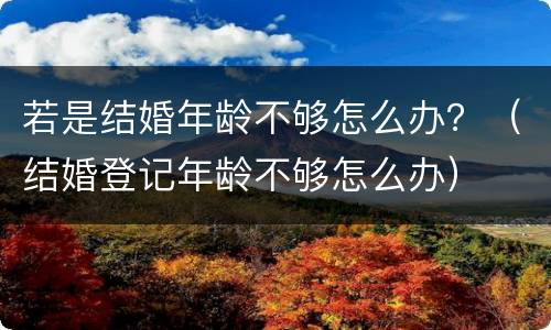 若是结婚年龄不够怎么办？（结婚登记年龄不够怎么办）