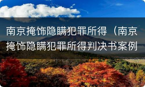 南京掩饰隐瞒犯罪所得（南京掩饰隐瞒犯罪所得判决书案例）