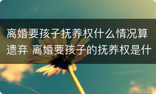 离婚要孩子抚养权什么情况算遗弃 离婚要孩子的抚养权是什么意思