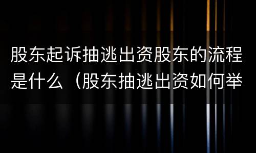 股东起诉抽逃出资股东的流程是什么（股东抽逃出资如何举证）