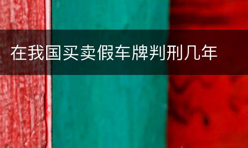 在我国买卖假车牌判刑几年