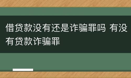 借贷款没有还是诈骗罪吗 有没有贷款诈骗罪