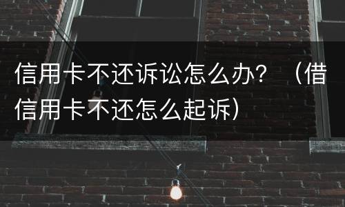 信用卡不还诉讼怎么办？（借信用卡不还怎么起诉）