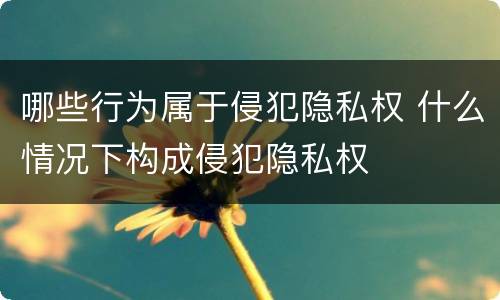 哪些行为属于侵犯隐私权 什么情况下构成侵犯隐私权