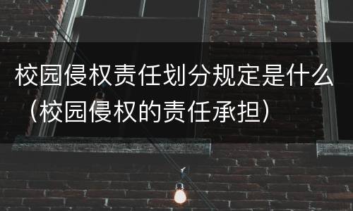 校园侵权责任划分规定是什么（校园侵权的责任承担）