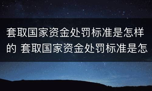套取国家资金处罚标准是怎样的 套取国家资金处罚标准是怎样的规定