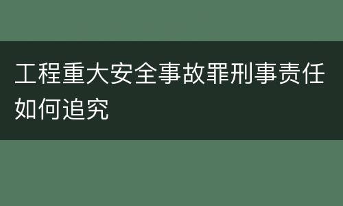 工程重大安全事故罪刑事责任如何追究