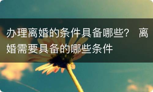 办理离婚的条件具备哪些？ 离婚需要具备的哪些条件