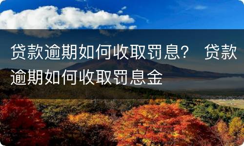 贷款逾期如何收取罚息？ 贷款逾期如何收取罚息金
