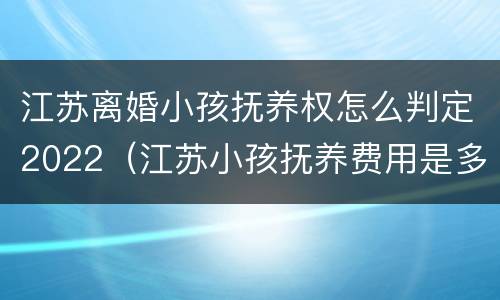 江苏离婚小孩抚养权怎么判定2022（江苏小孩抚养费用是多少）