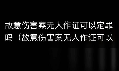 故意伤害案无人作证可以定罪吗（故意伤害案无人作证可以定罪吗）