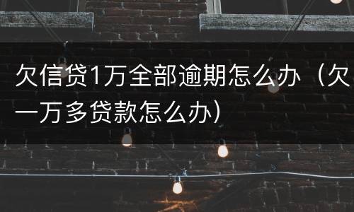 欠信贷1万全部逾期怎么办（欠一万多贷款怎么办）