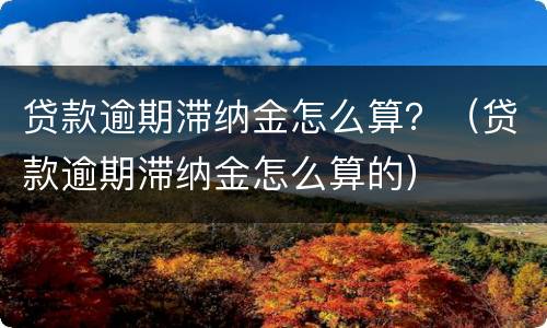 贷款逾期滞纳金怎么算？（贷款逾期滞纳金怎么算的）