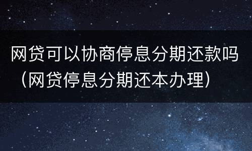 网贷可以协商停息分期还款吗（网贷停息分期还本办理）