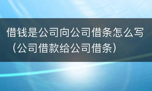 借钱是公司向公司借条怎么写（公司借款给公司借条）
