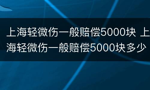 上海轻微伤一般赔偿5000块 上海轻微伤一般赔偿5000块多少