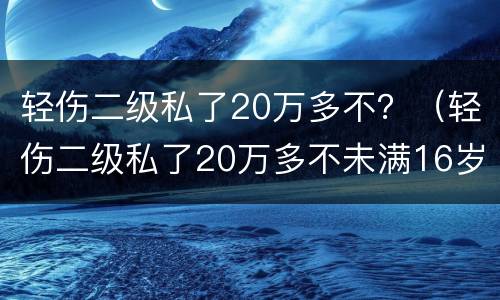 轻伤二级私了20万多不？（轻伤二级私了20万多不未满16岁）