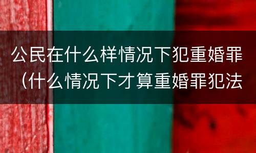 公民在什么样情况下犯重婚罪（什么情况下才算重婚罪犯法）
