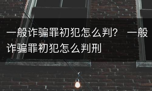 一般诈骗罪初犯怎么判？ 一般诈骗罪初犯怎么判刑