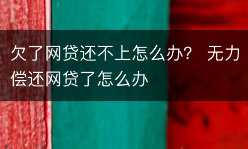 欠了网贷还不上怎么办？ 无力偿还网贷了怎么办