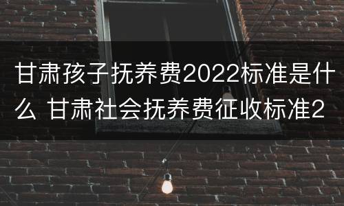 甘肃孩子抚养费2022标准是什么 甘肃社会抚养费征收标准2021