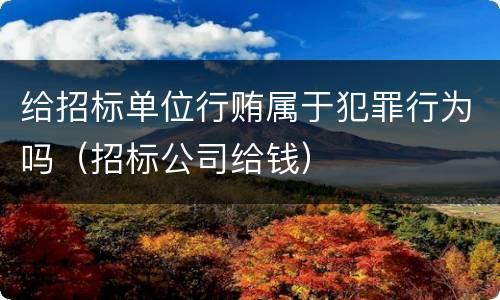给招标单位行贿属于犯罪行为吗（招标公司给钱）