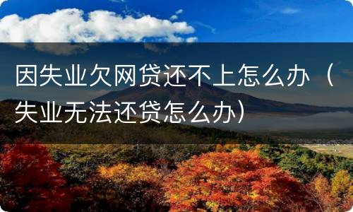 因失业欠网贷还不上怎么办（失业无法还贷怎么办）