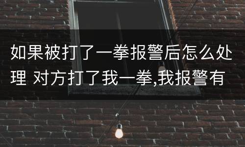 如果被打了一拳报警后怎么处理 对方打了我一拳,我报警有用吗
