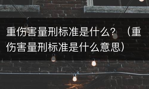 重伤害量刑标准是什么？（重伤害量刑标准是什么意思）