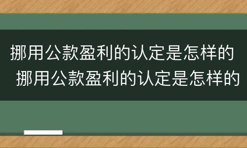 挪用公款盈利的认定是怎样的 挪用公款盈利的认定是怎样的行为