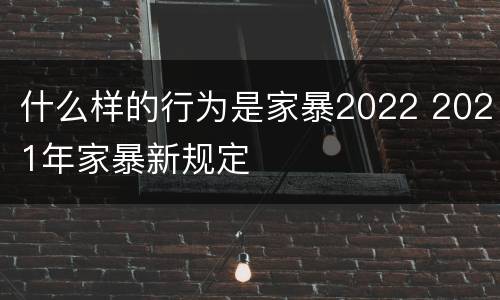 什么样的行为是家暴2022 2021年家暴新规定