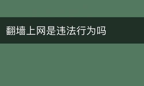 翻墙上网是违法行为吗
