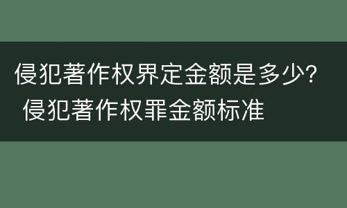 侵犯著作权界定金额是多少？ 侵犯著作权罪金额标准