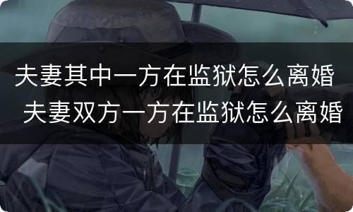 夫妻其中一方在监狱怎么离婚 夫妻双方一方在监狱怎么离婚