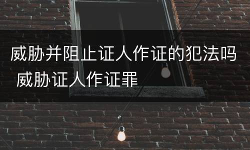 威胁并阻止证人作证的犯法吗 威胁证人作证罪