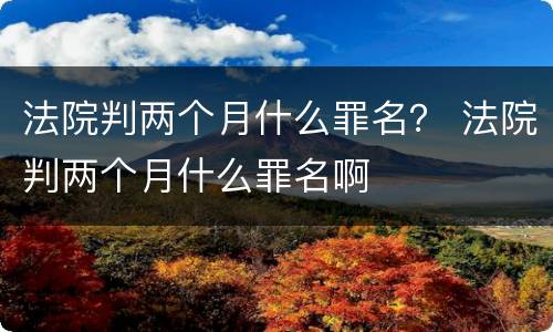 法院判两个月什么罪名？ 法院判两个月什么罪名啊