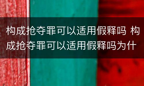 构成抢夺罪可以适用假释吗 构成抢夺罪可以适用假释吗为什么