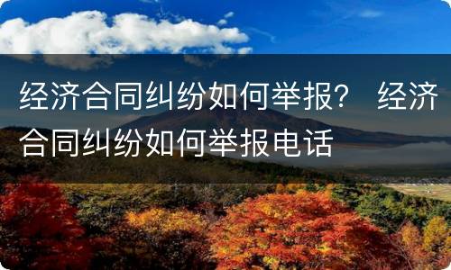 经济合同纠纷如何举报？ 经济合同纠纷如何举报电话