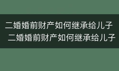 二婚婚前财产如何继承给儿子 二婚婚前财产如何继承给儿子的