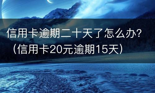 信用卡逾期二十天了怎么办？（信用卡20元逾期15天）
