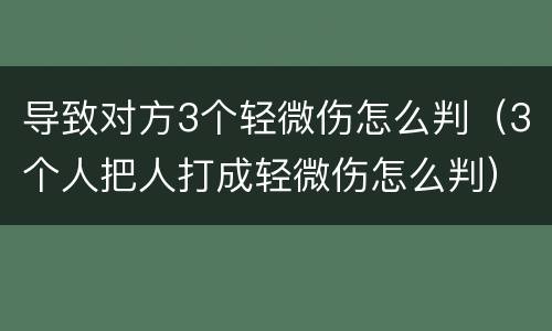 导致对方3个轻微伤怎么判（3个人把人打成轻微伤怎么判）