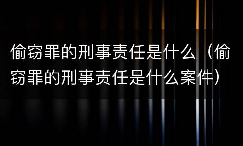 偷窃罪的刑事责任是什么（偷窃罪的刑事责任是什么案件）