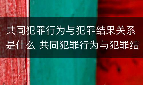 共同犯罪行为与犯罪结果关系是什么 共同犯罪行为与犯罪结果之间的关系
