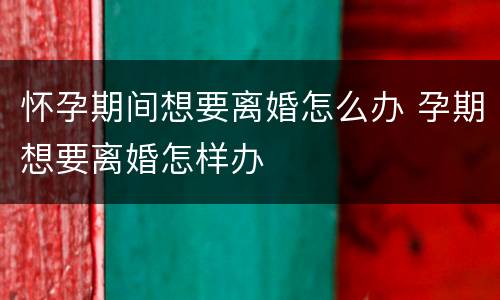 怀孕期间想要离婚怎么办 孕期想要离婚怎样办