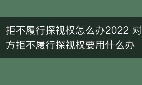 拒不履行探视权怎么办2022 对方拒不履行探视权要用什么办法