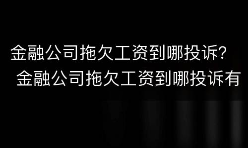 金融公司拖欠工资到哪投诉？ 金融公司拖欠工资到哪投诉有效