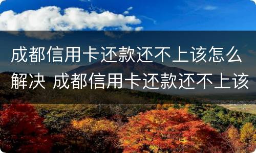 成都信用卡还款还不上该怎么解决 成都信用卡还款还不上该怎么解决问题