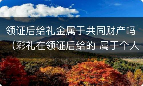 领证后给礼金属于共同财产吗（彩礼在领证后给的 属于个人财产吗）